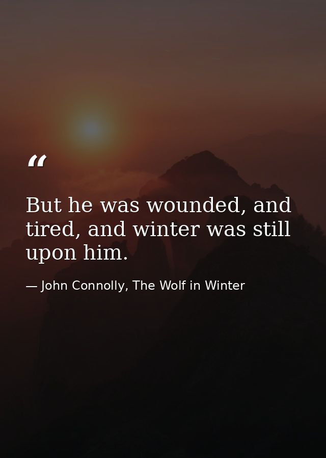 But he was wounded, and tired, and winter was still upon him. — John Connolly, The Wolf in Winter