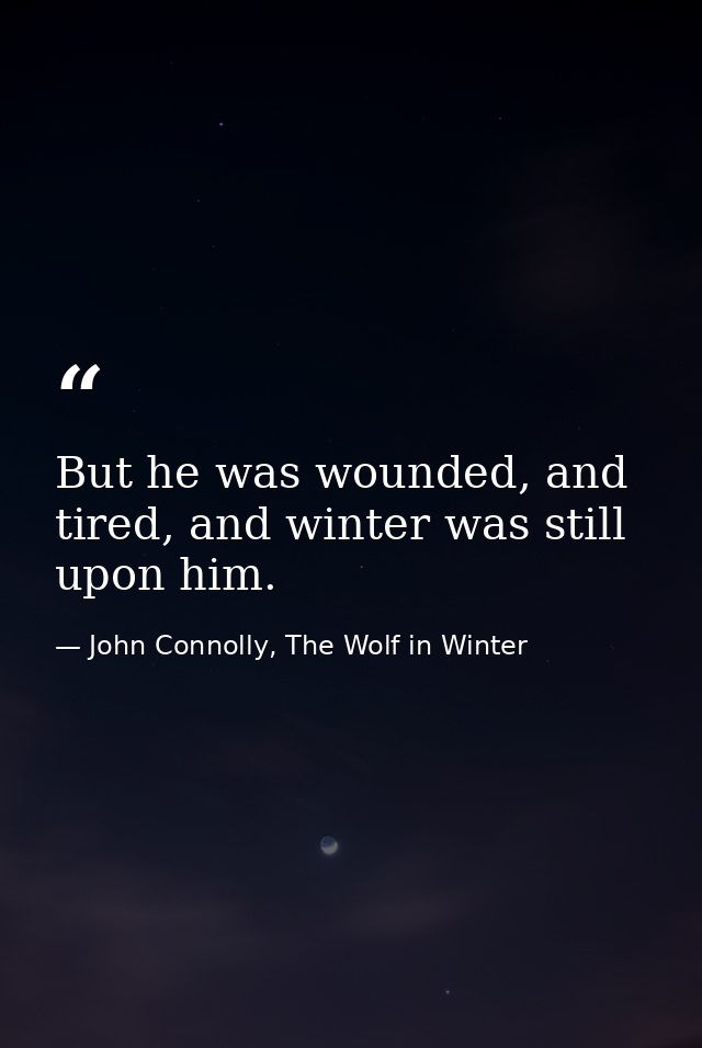 But he was wounded, and tired, and winter was still upon him. — John Connolly, The Wolf in Winter