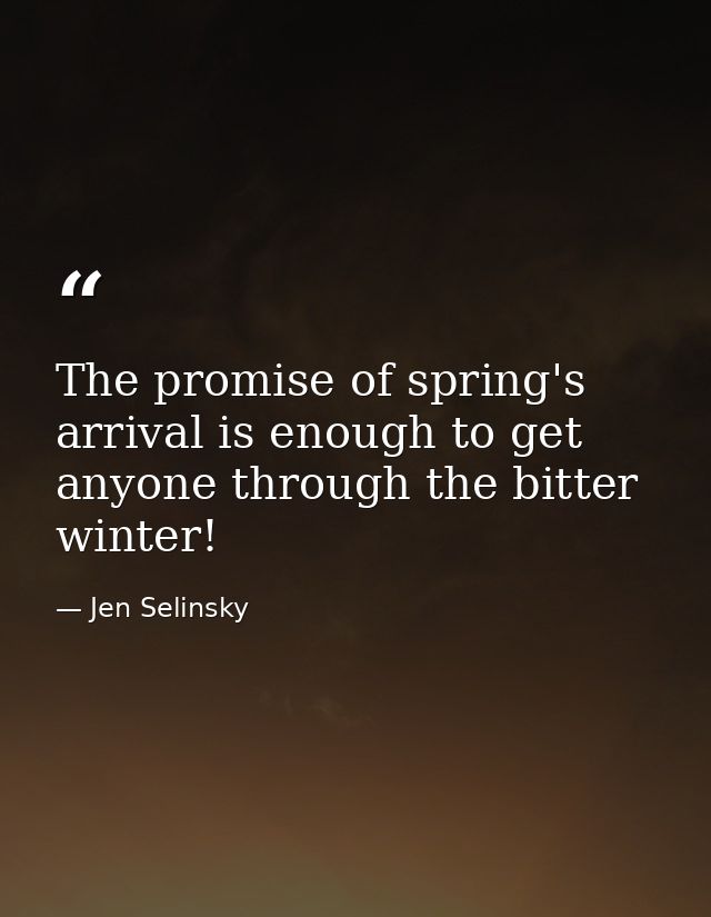 The promise of spring's arrival is enough to get anyone through the bitter winter! — Jen Selinsky