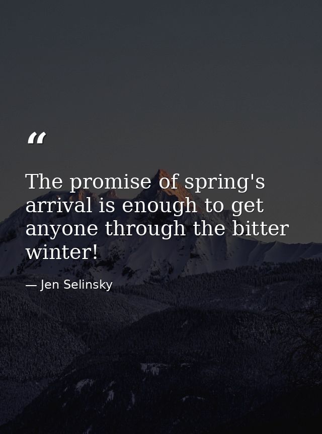 The promise of spring's arrival is enough to get anyone through the bitter winter! — Jen Selinsky