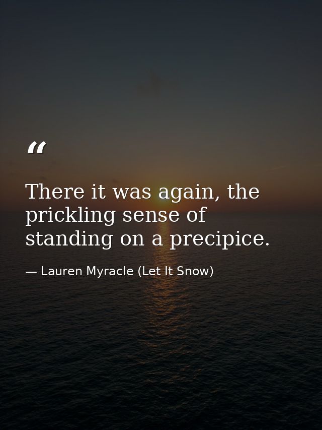 There it was again, the prickling sense of standing on a precipice. — Lauren Myracle (Let It Snow)