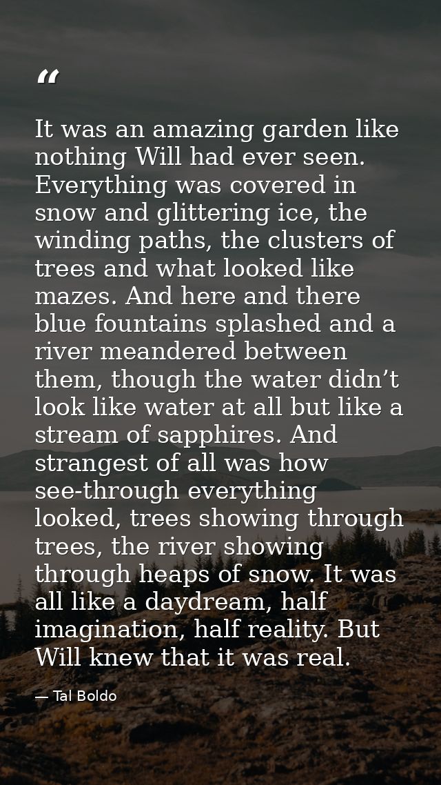 It was an amazing garden like nothing Will had ever seen. Everything was covered in snow and glittering ice, the winding — Tal Boldo