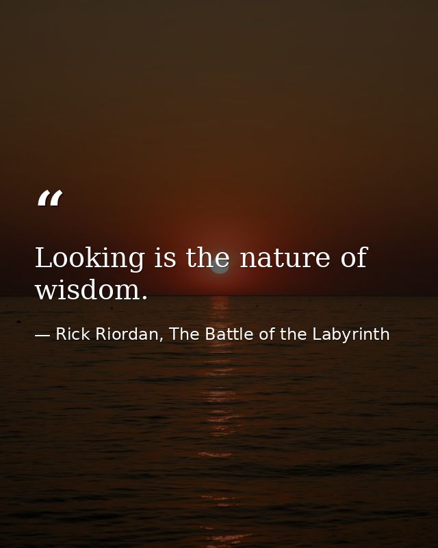 Looking is the nature of wisdom. — Rick Riordan, The Battle of the Labyrinth