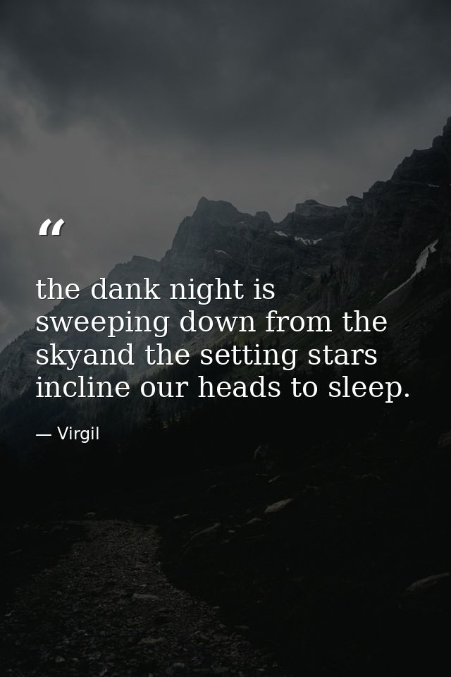 the dank night is sweeping down from the skyand the setting stars incline our heads to sleep. — Virgil