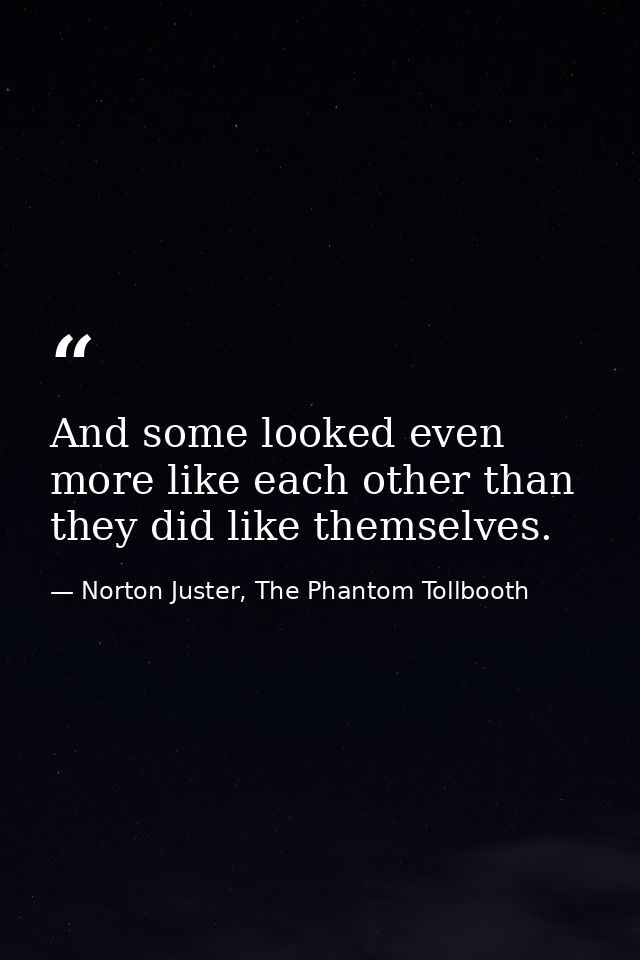 And some looked even more like each other than they did like themselves. — Norton Juster, The Phantom Tollbooth