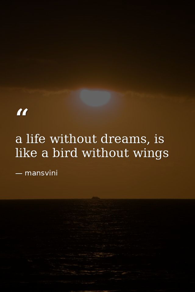 a life without dreams, is like a bird without wings — mansvini