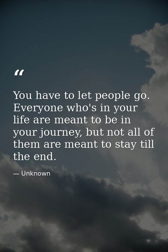 You have to let people go. Everyone who's in your life are meant to be in your journey, but not all of them are meant to — Unknown
