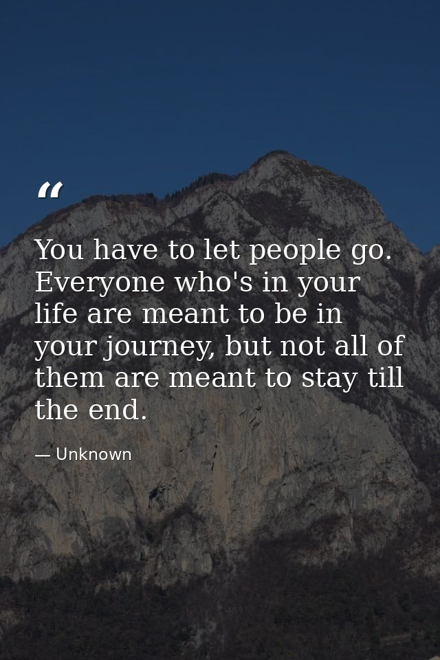 You have to let people go. Everyone who's in your life are meant to be in your journey, but not all of them are meant to — Unknown