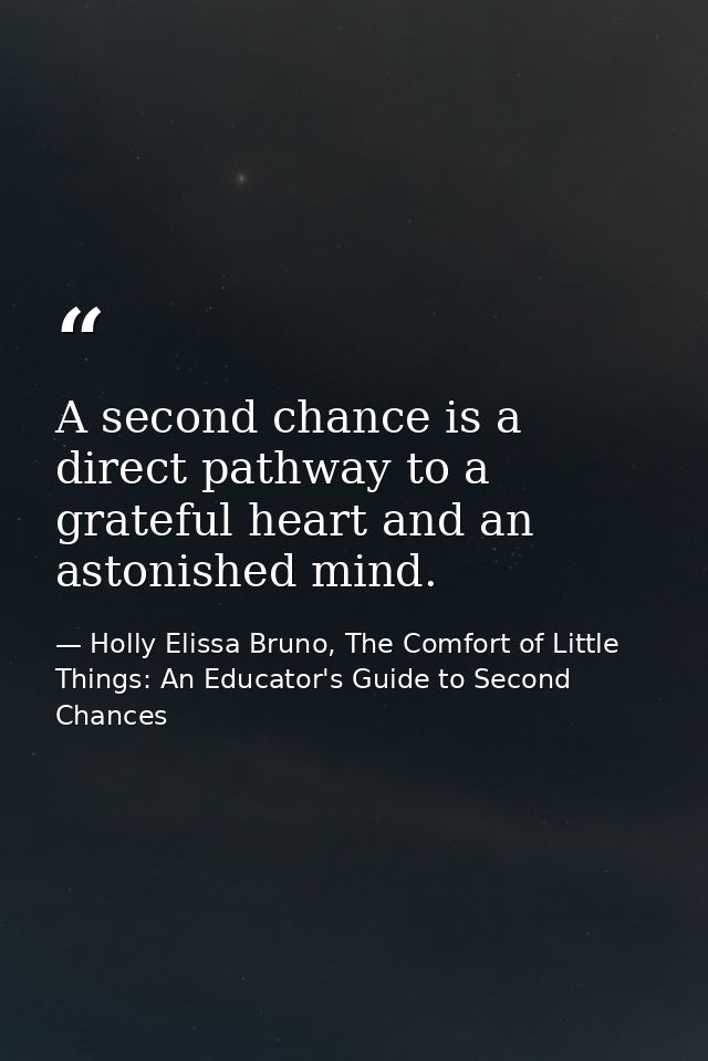 A second chance is a direct pathway to a grateful heart and an astonished mind. — Holly Elissa Bruno, The Comfort of Little Things: An Educator's Guide to Second Chances