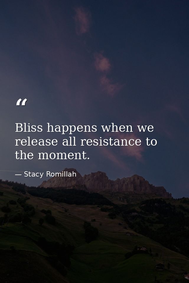 Bliss happens when we release all resistance to the moment. — Stacy Romillah