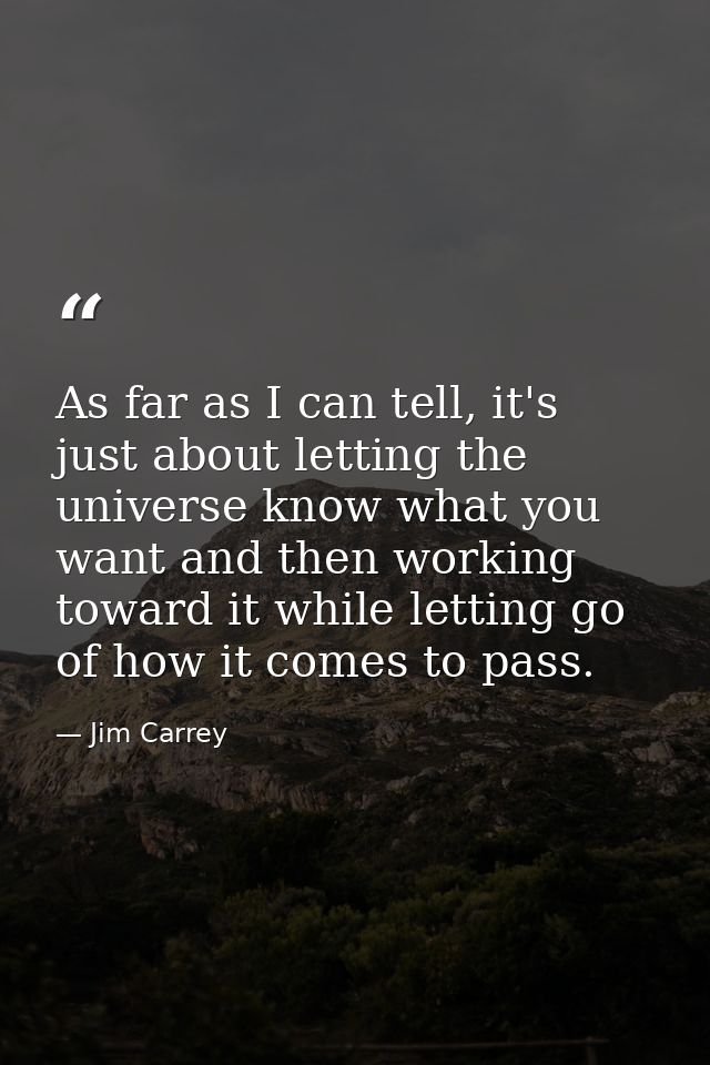 As far as I can tell, it's just about letting the universe know what you want and then working toward it while letting g — Jim Carrey