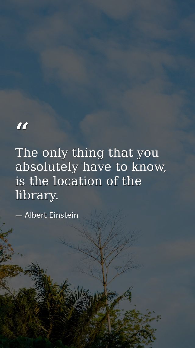 The only thing that you absolutely have to know, is the location of the library. — Albert Einstein