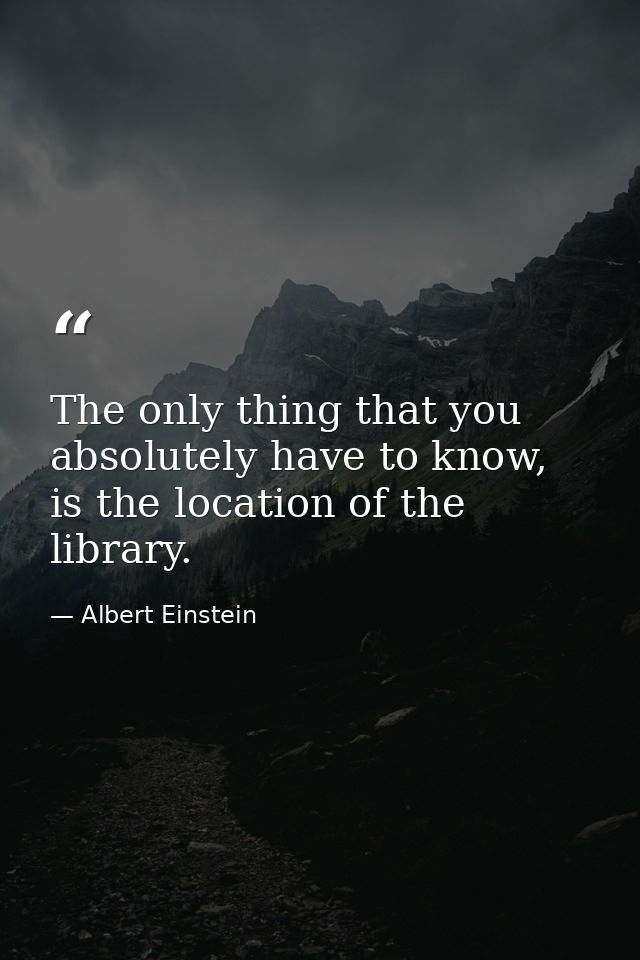 The only thing that you absolutely have to know, is the location of the library. — Albert Einstein
