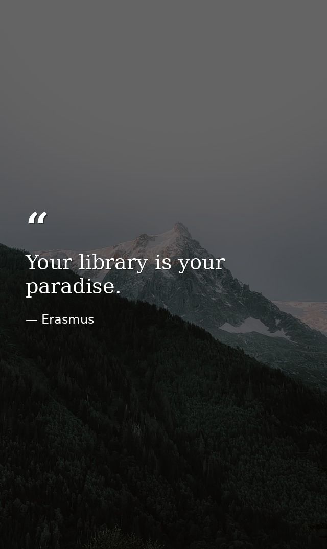 Your library is your paradise. — Erasmus