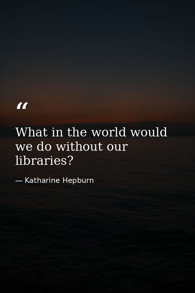 What in the world would we do without our libraries? — Katharine Hepburn