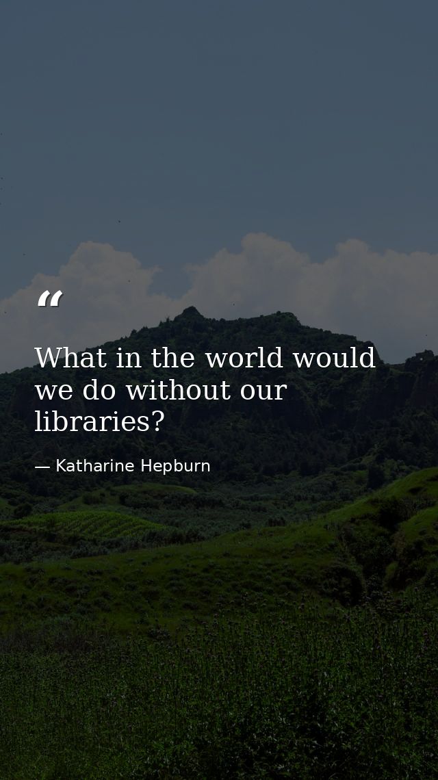 What in the world would we do without our libraries? — Katharine Hepburn