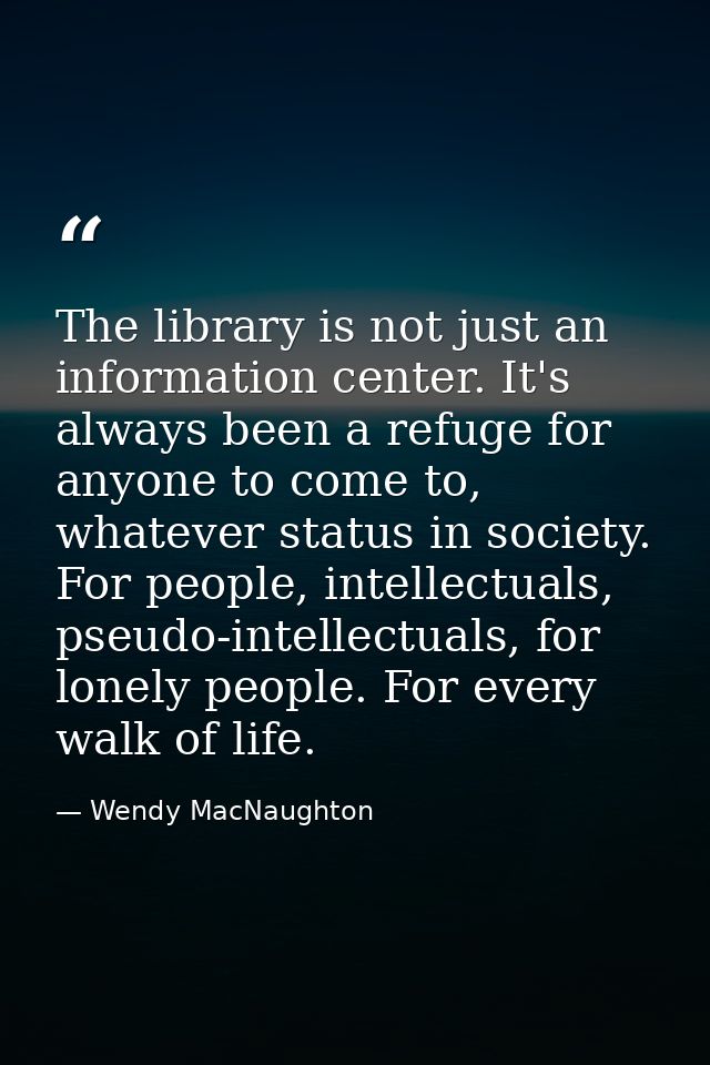 The library is not just an information center. It's always been a refuge for anyone to come to, whatever status in socie — Wendy MacNaughton