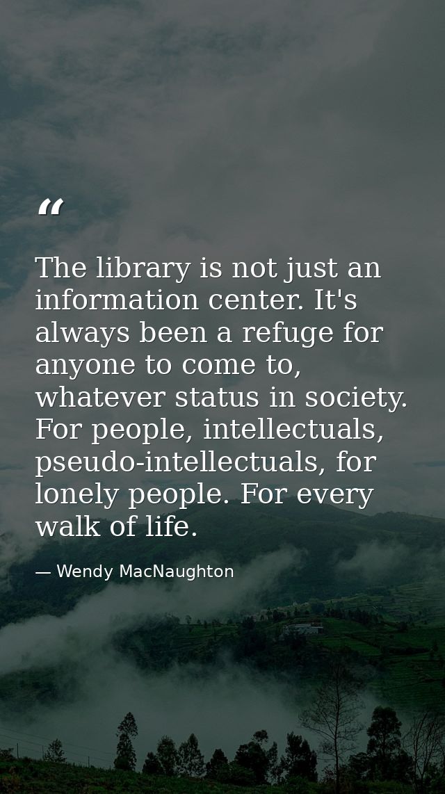 The library is not just an information center. It's always been a refuge for anyone to come to, whatever status in socie — Wendy MacNaughton