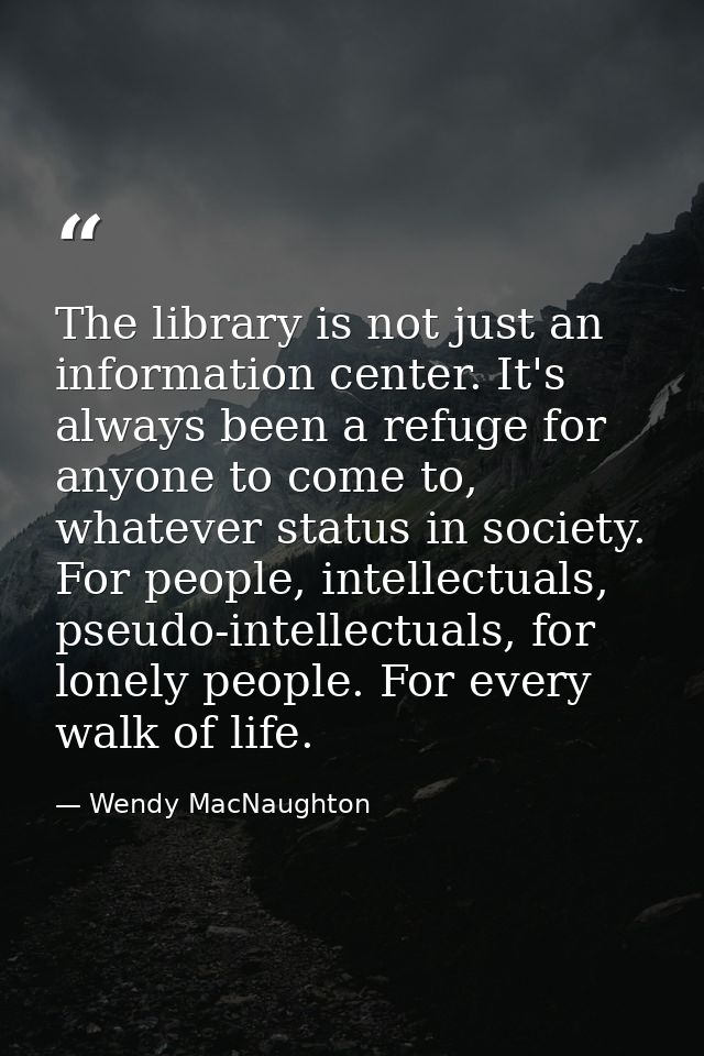 The library is not just an information center. It's always been a refuge for anyone to come to, whatever status in socie — Wendy MacNaughton