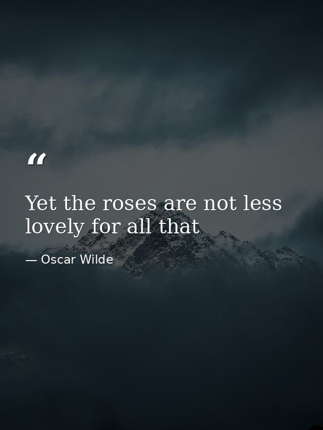 Yet the roses are not less lovely for all that — Oscar Wilde