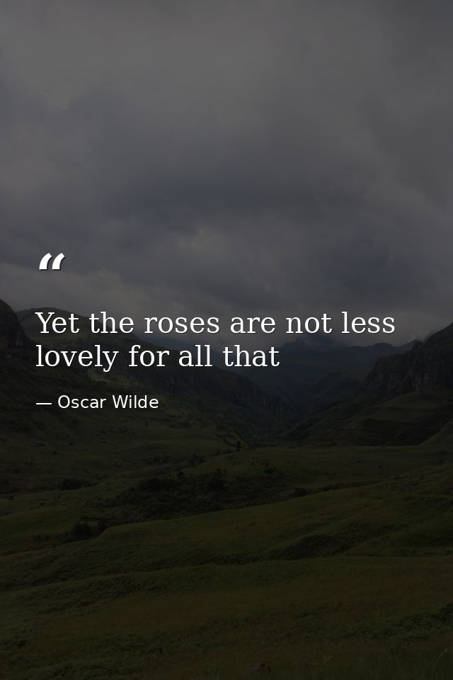 Yet the roses are not less lovely for all that — Oscar Wilde