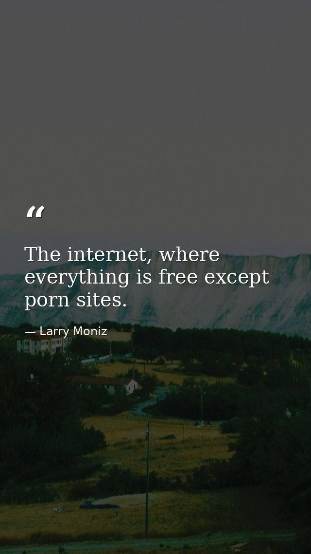 The internet, where everything is free except porn sites. — Larry Moniz