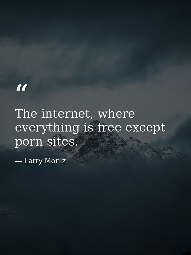 The internet, where everything is free except porn sites. — Larry Moniz