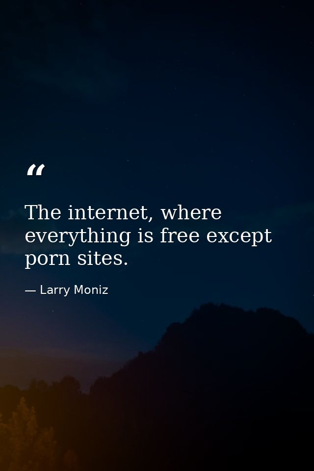 The internet, where everything is free except porn sites. — Larry Moniz