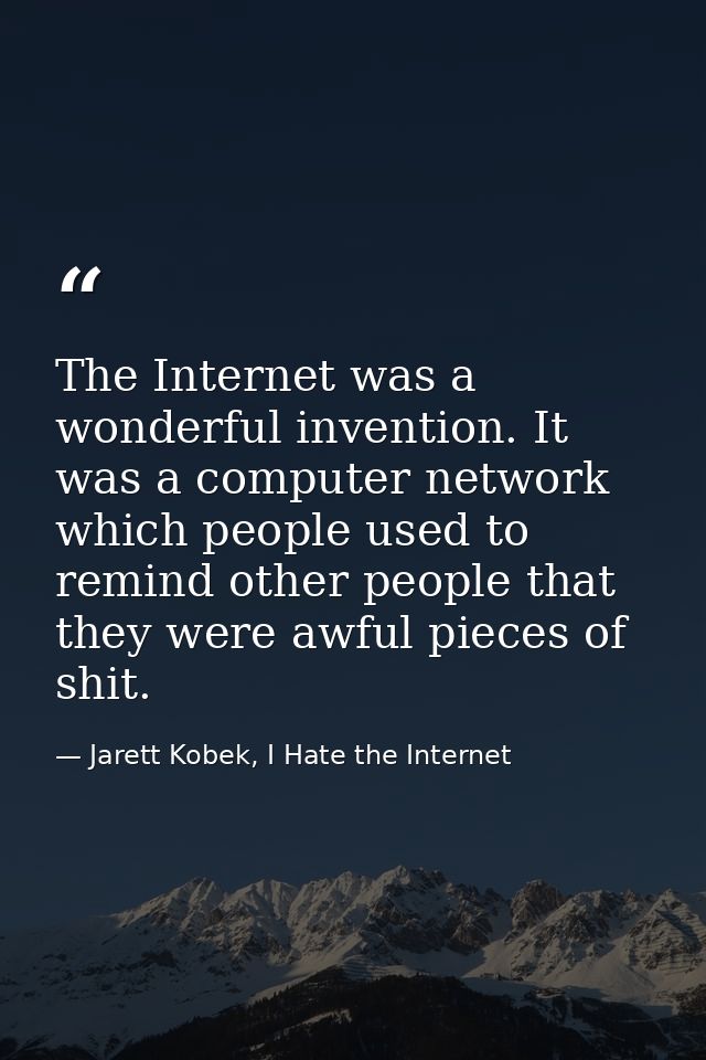The Internet was a wonderful invention. It was a computer network which people used to remind other people that they wer — Jarett Kobek, I Hate the Internet