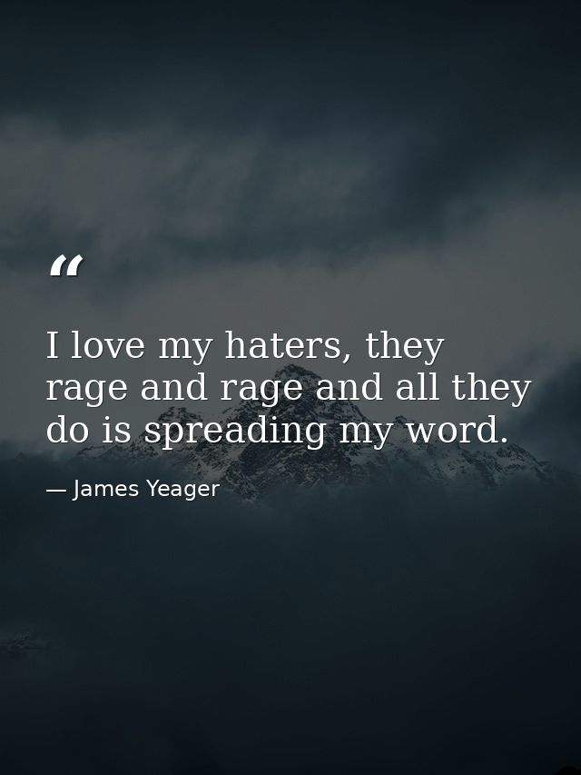 I love my haters, they rage and rage and all they do is spreading my word. — James Yeager