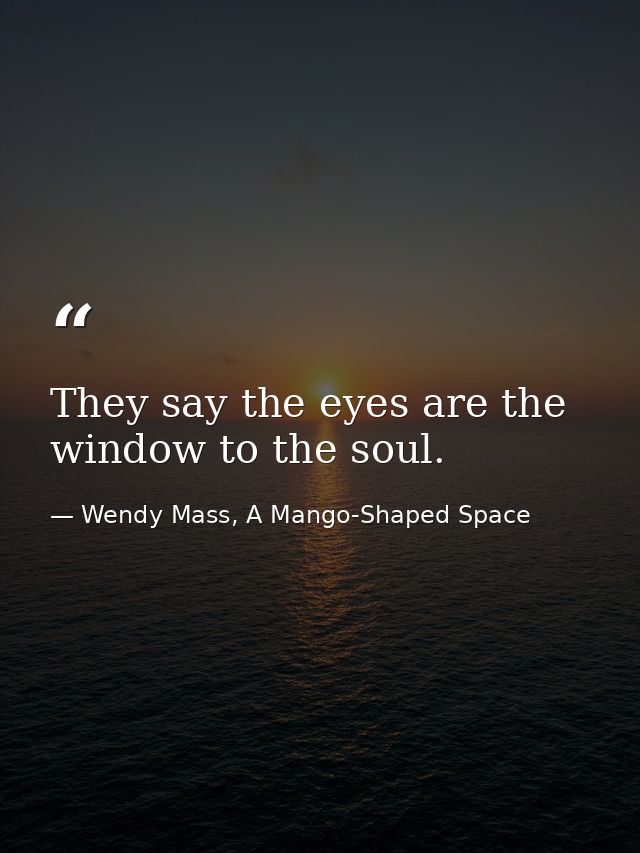 They say the eyes are the window to the soul. — Wendy Mass, A Mango-Shaped Space