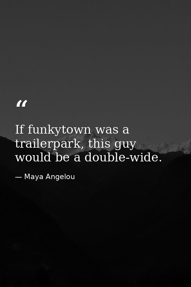 If funkytown was a trailerpark, this guy would be a double-wide. — Maya Angelou