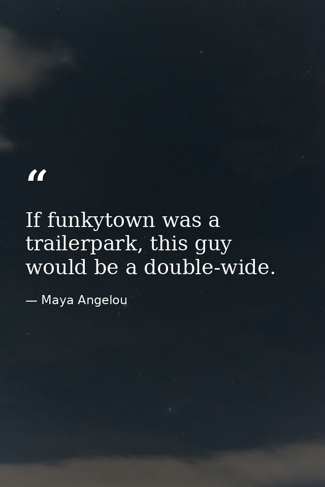 If funkytown was a trailerpark, this guy would be a double-wide. — Maya Angelou