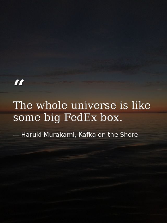 The whole universe is like some big FedEx box. — Haruki Murakami, Kafka on the Shore