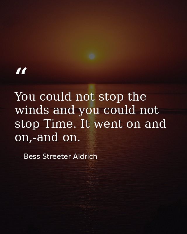 You could not stop the winds and you could not stop Time. It went on and on,-and on. — Bess Streeter Aldrich