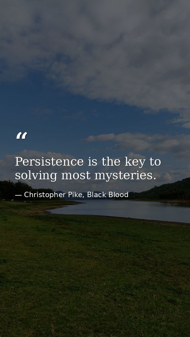 Persistence is the key to solving most mysteries. — Christopher Pike, Black Blood