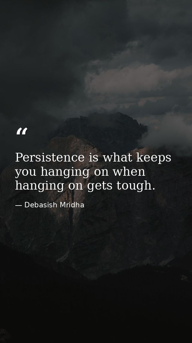 Persistence is what keeps you hanging on when hanging on gets tough. — Debasish Mridha