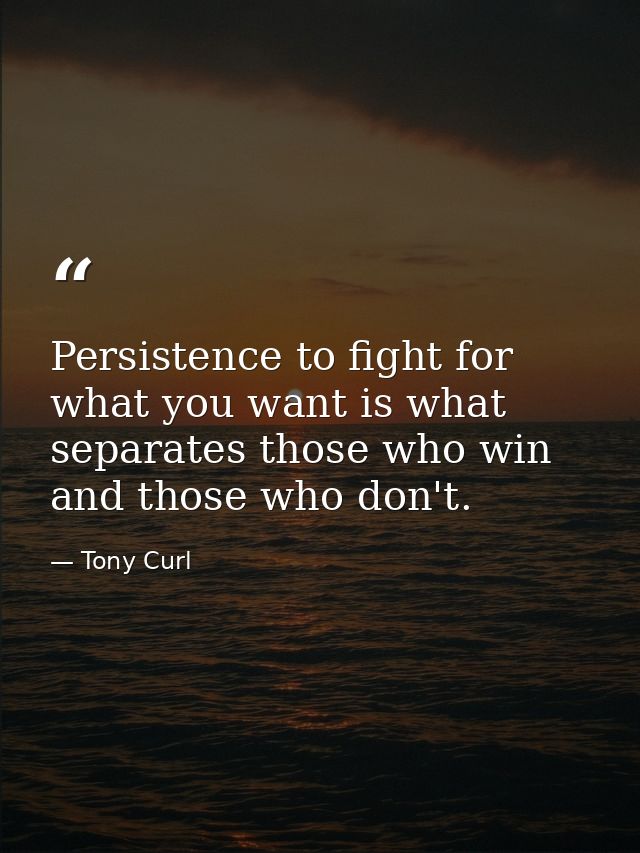 Persistence to fight for what you want is what separates those who win and those who don't. — Tony Curl