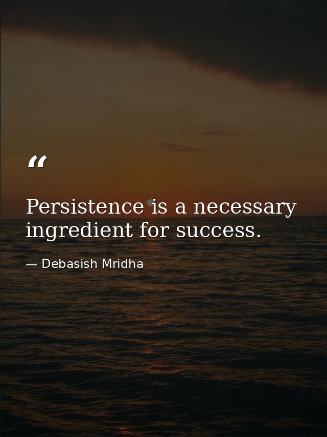 Persistence is a necessary ingredient for success. — Debasish Mridha