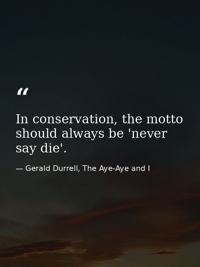 In conservation, the motto should always be 'never say die'. — Gerald Durrell, The Aye-Aye and I