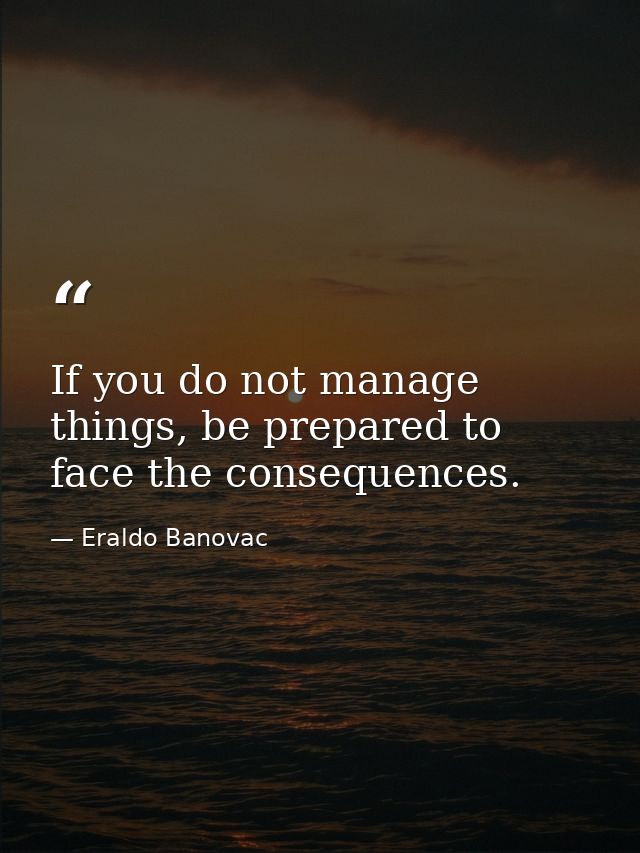If you do not manage things, be prepared to face the consequences. — Eraldo Banovac