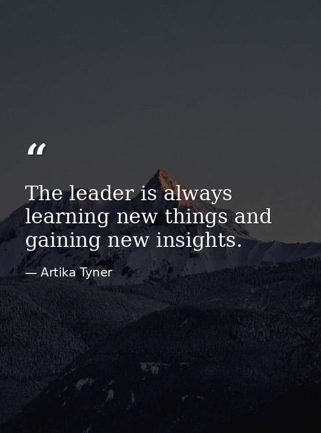 The leader is always learning new things and gaining new insights. — Artika Tyner