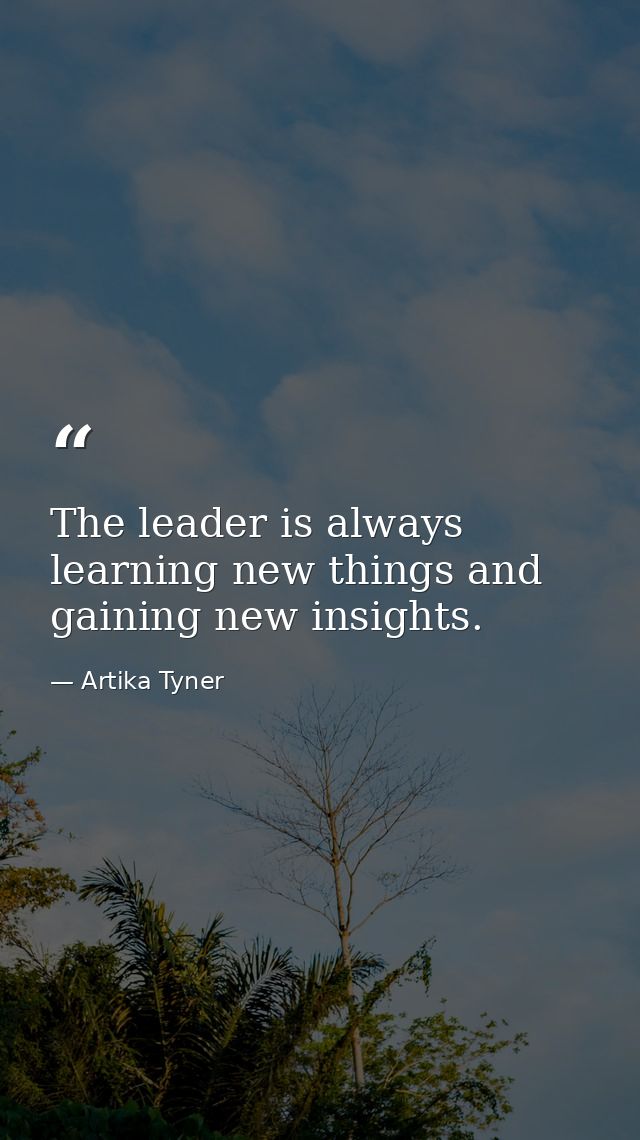 The leader is always learning new things and gaining new insights. — Artika Tyner