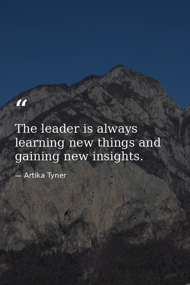 The leader is always learning new things and gaining new insights. — Artika Tyner