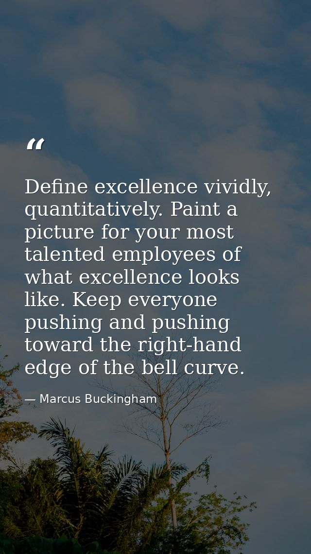 Define excellence vividly, quantitatively. Paint a picture for your most talented employees of what excellence looks lik — Marcus Buckingham