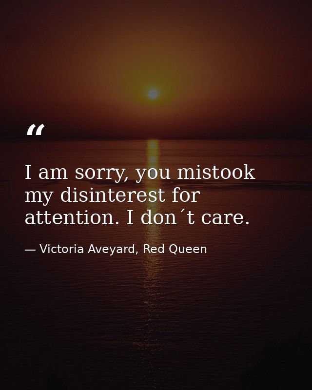 I am sorry, you mistook my disinterest for attention. I don´t care. — Victoria Aveyard, Red Queen