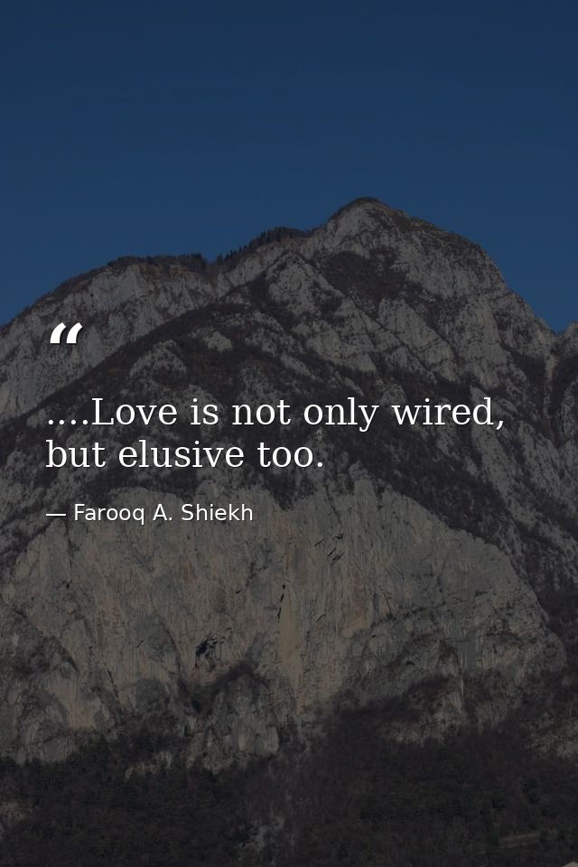 ....Love is not only wired, but elusive too. — Farooq A. Shiekh