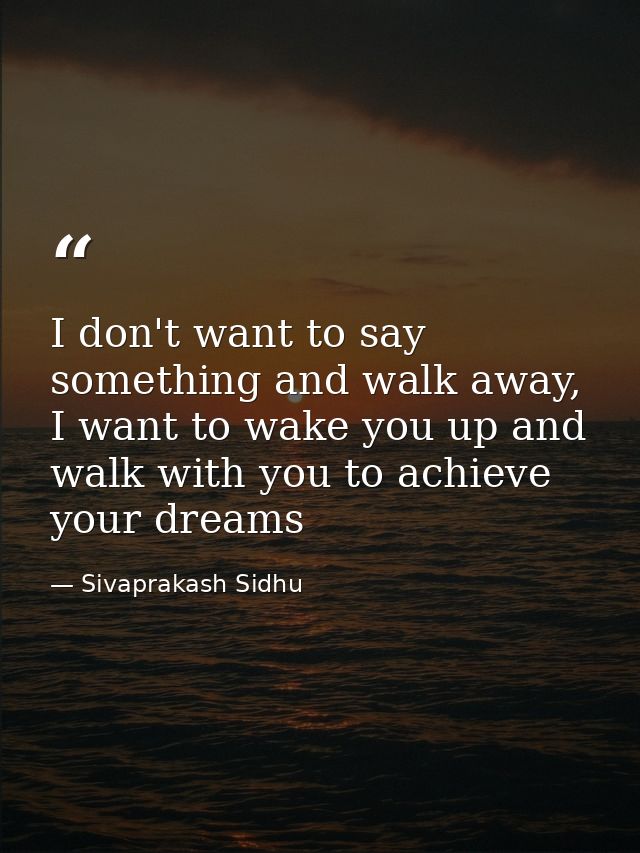 I don't want to say something and walk away, I want to wake you up and walk with you to achieve your dreams — Sivaprakash Sidhu