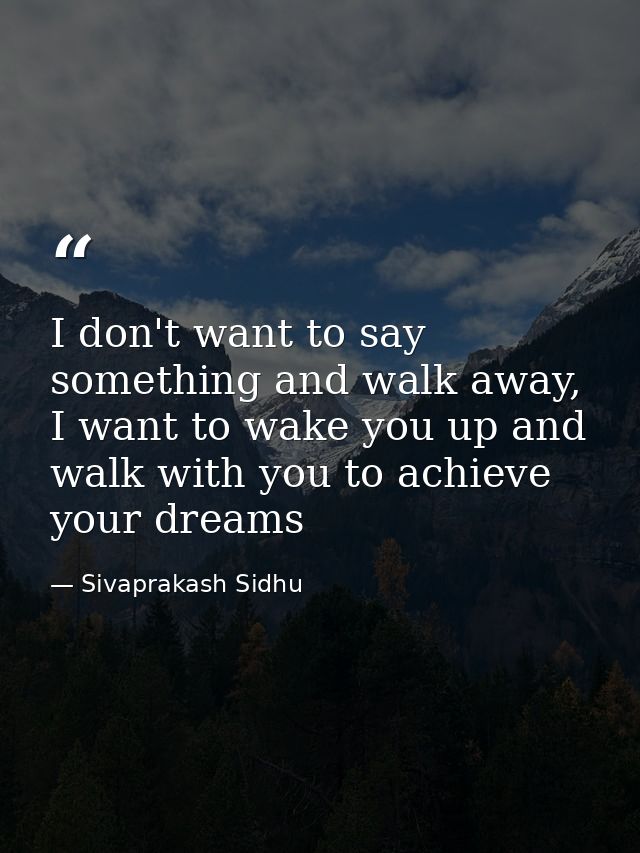 I don't want to say something and walk away, I want to wake you up and walk with you to achieve your dreams — Sivaprakash Sidhu