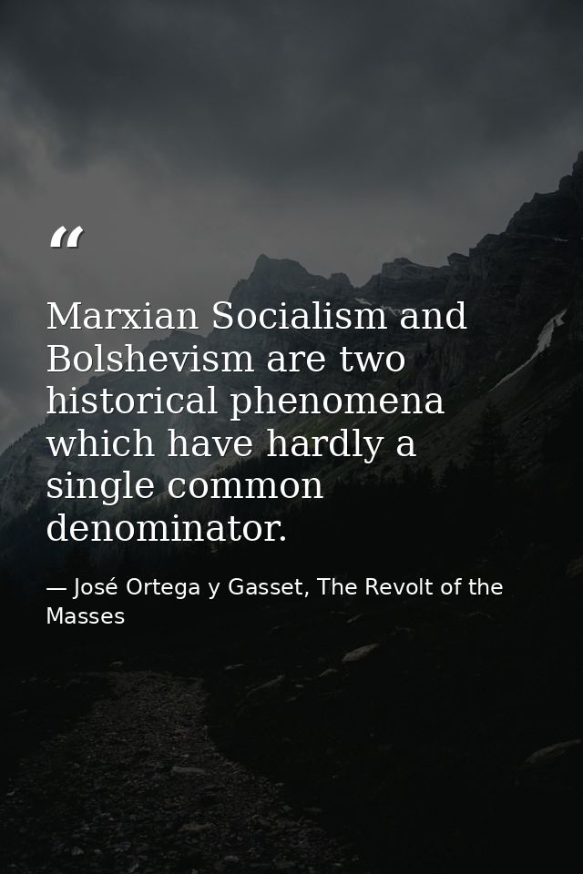 Marxian Socialism and Bolshevism are two historical phenomena which have hardly a single common denominator. — José Ortega y Gasset, The Revolt of the Masses